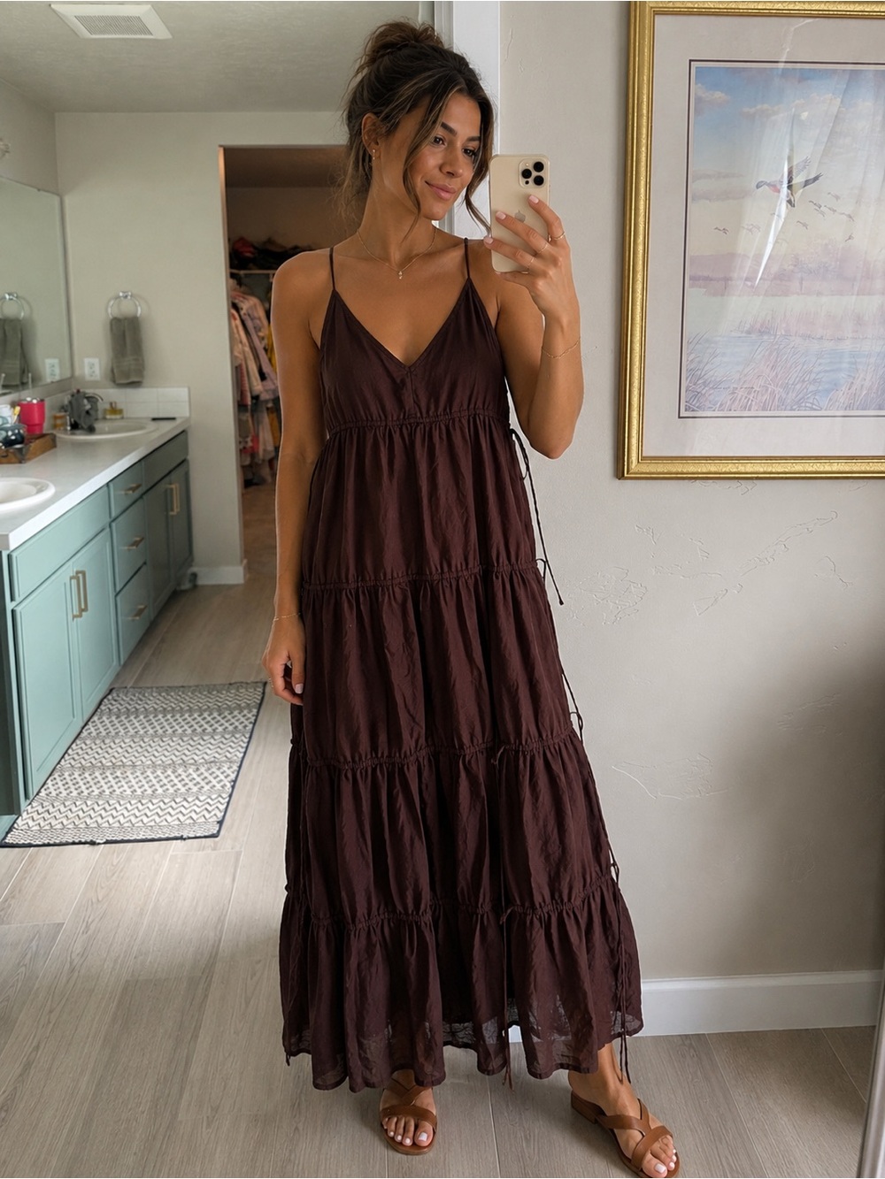 Faithfull the Brand Brown Tiered Maxi Dress - Chocolate Brown